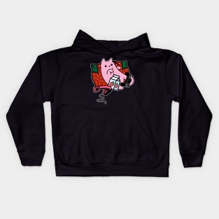 Strawberry milk pink cat gamer relaxing Kids Hoodie